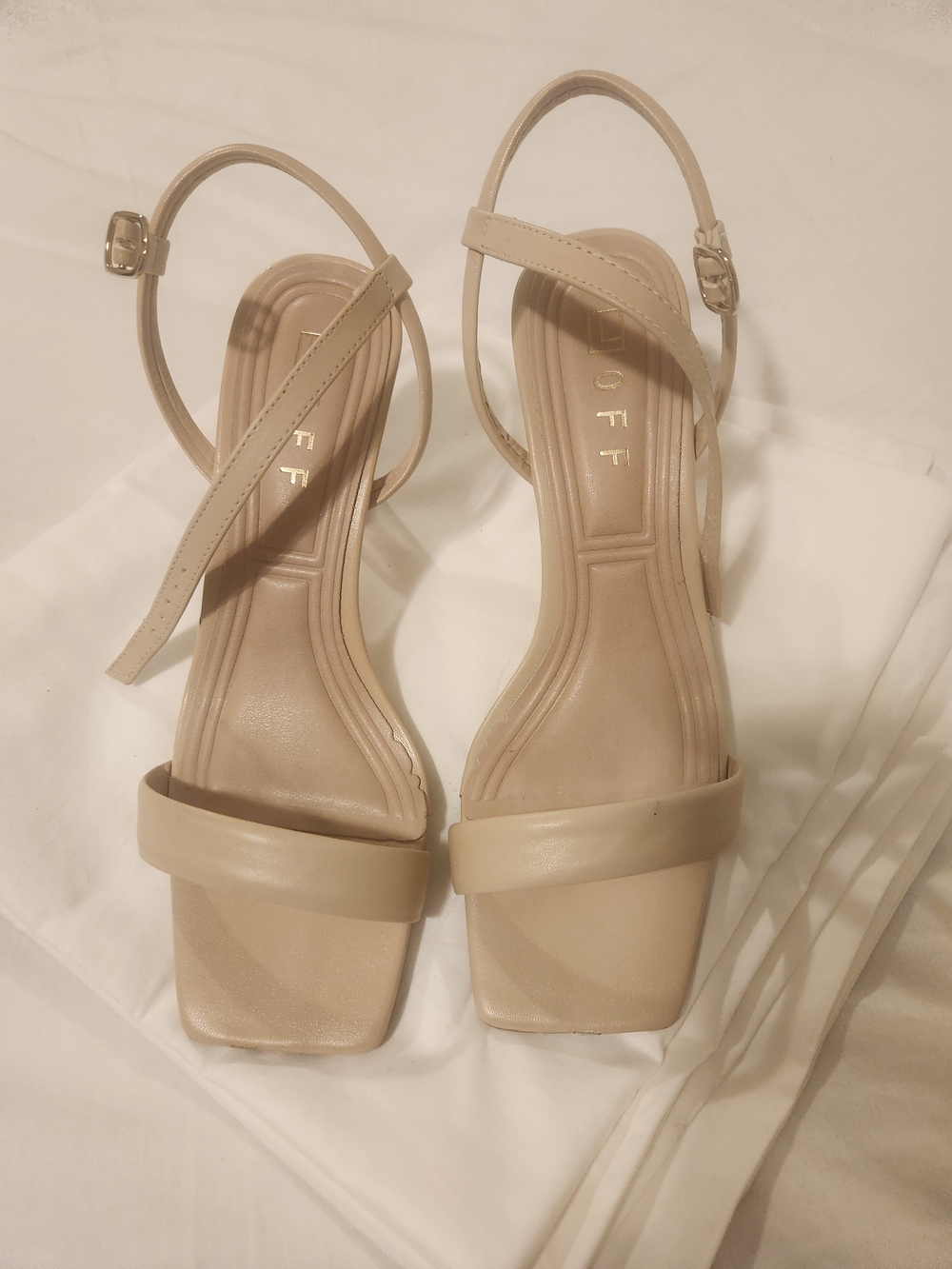 Beige Square-Toe Ankle-Strap Heels - Women